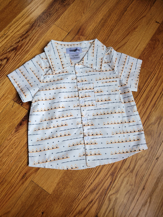 Boys Collared Button Down - Cream