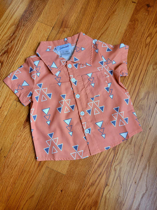 Boys Collared Button Down - Orange