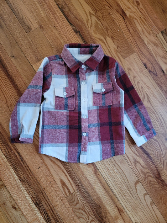 Thermal Cotton Flannel Jacket - Red